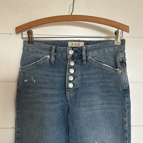 We The Free People Dylan Button Fly High Rise Cropped Bootcut Jeans size 25 d34 - Picture 5 of 11